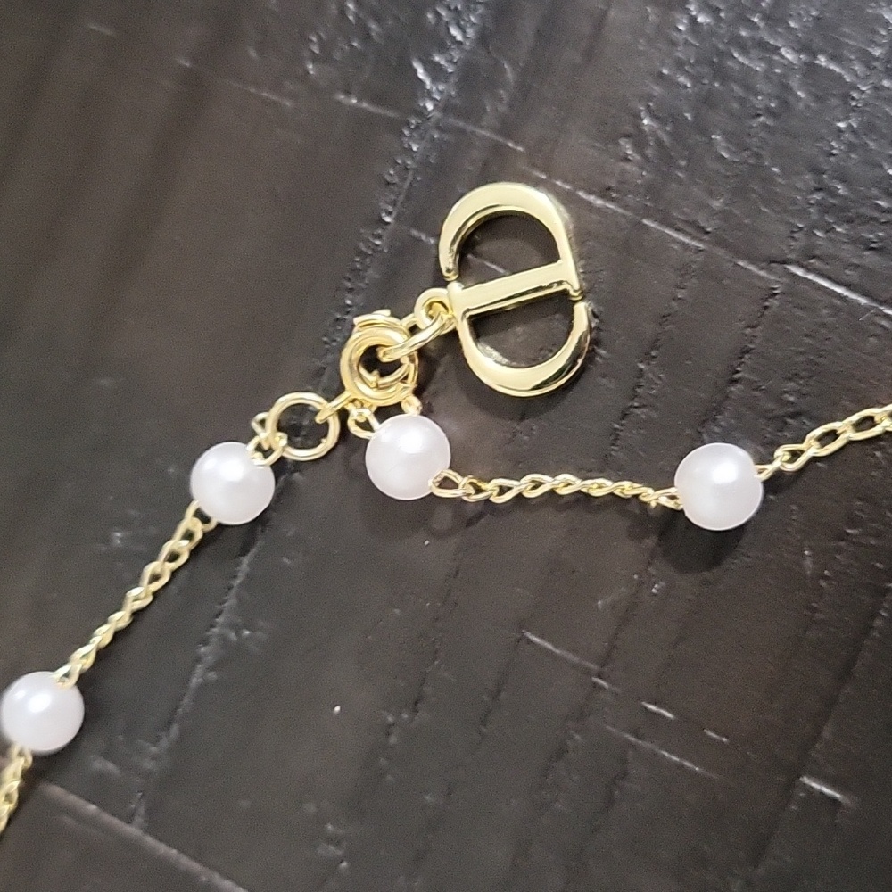 DIOR Gold And Faux Pearl Necklace With Box And Pouch - Picture 2 of 4